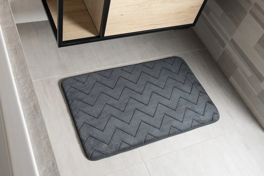 Gedy Gedy, MOUSSE kúpeľňová predložka, 50x80 cm, 100% polyester, protisklz, antracit, 96MS508085