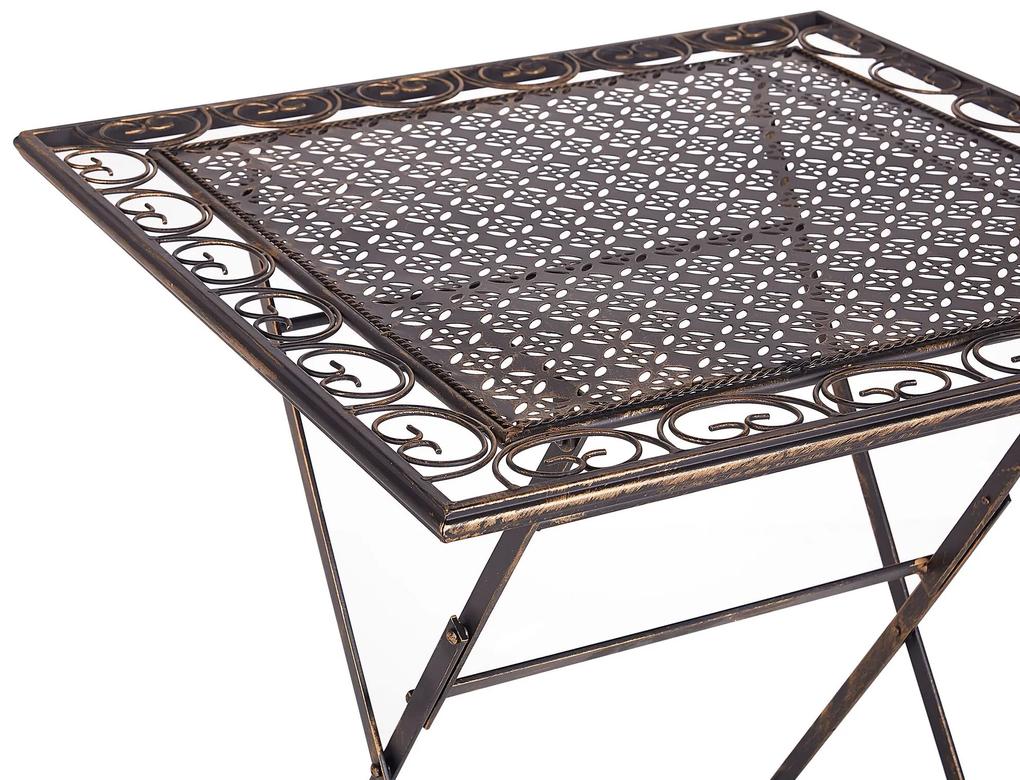 Záhradný stôl kovový skladací 70 x 70 cm čierny BORMIO Beliani