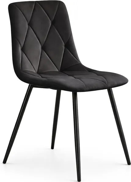 Jedálenská stolička MILO zamatová, čierna / čierne nohy