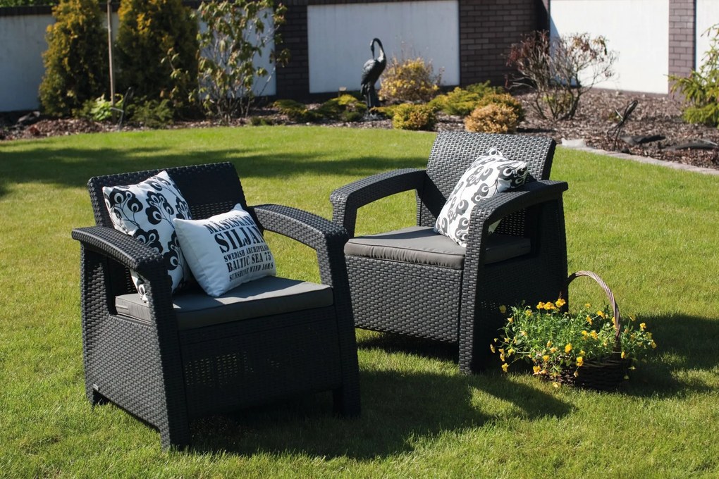 ALLIBERT CORFU DUO SET Kreslo 2 ks, 75 x 70 x 79cm, grafit/sivá 17197993