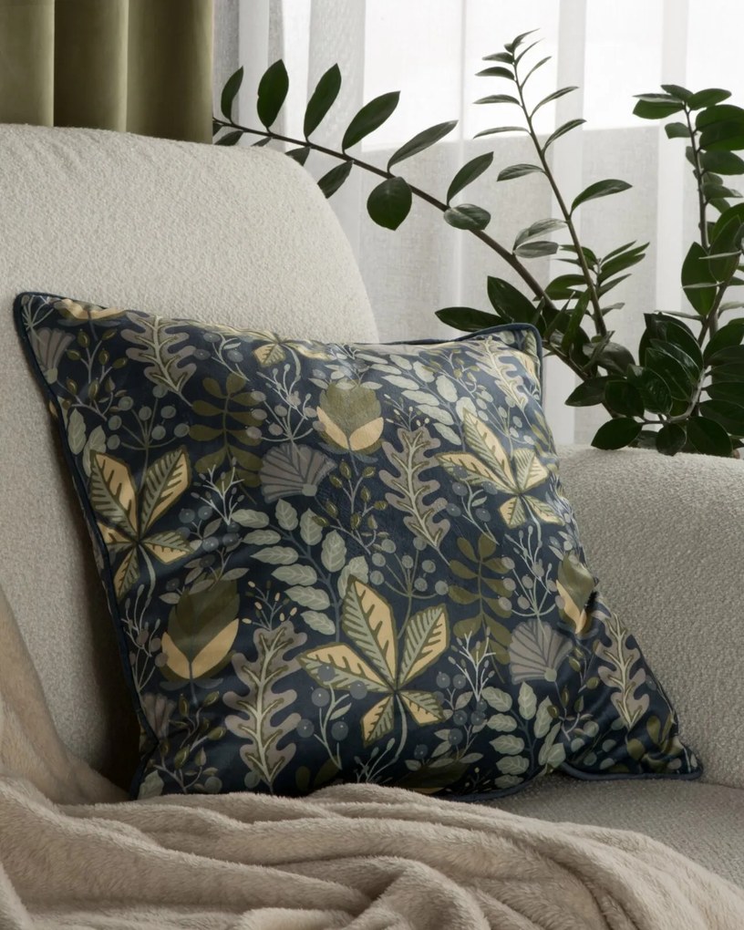 DEKORAČNÁ OBLIEČKA NA VANKÚŠ VELVET 107 45X45 CM LISTY