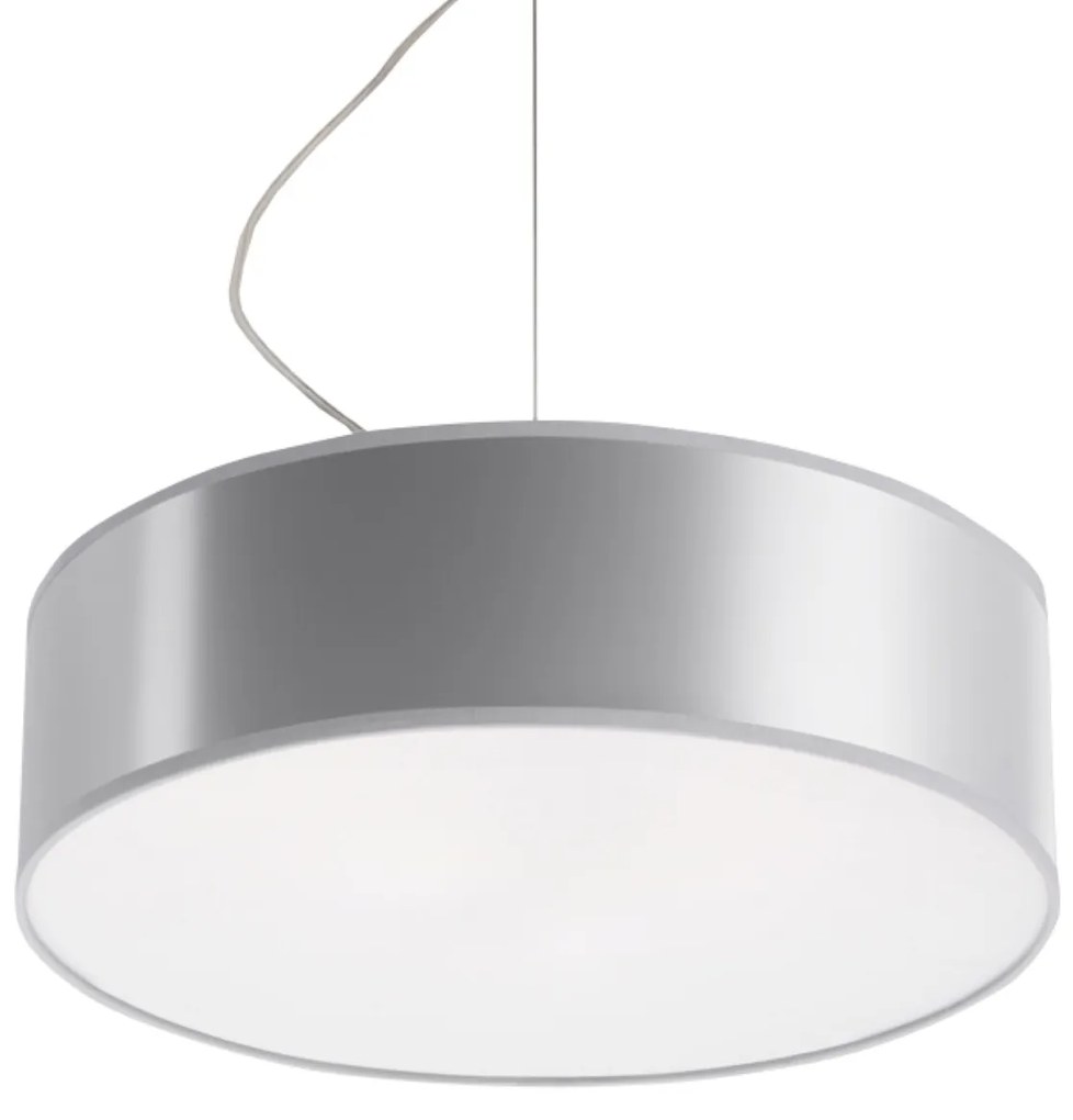 Závesné svietidlo Arena, 1x sivé plastové tienidlo, (biely plast), (fi 35 cm)