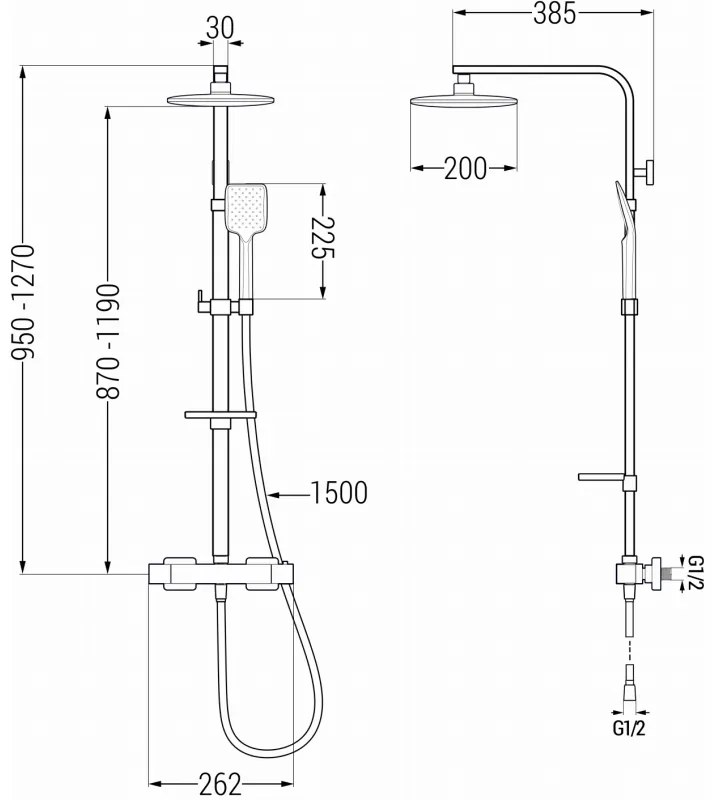 Mexen - CQ62 sprchový set s termostatickou batériou Cube, biela, 772506295-20