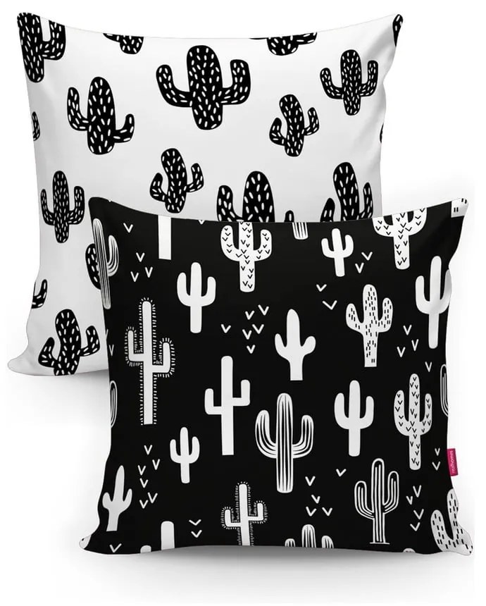 Sada 2 obliečok na vankúše Minimalist Cushion Covers BW Cactuses, 45 x 45 cm