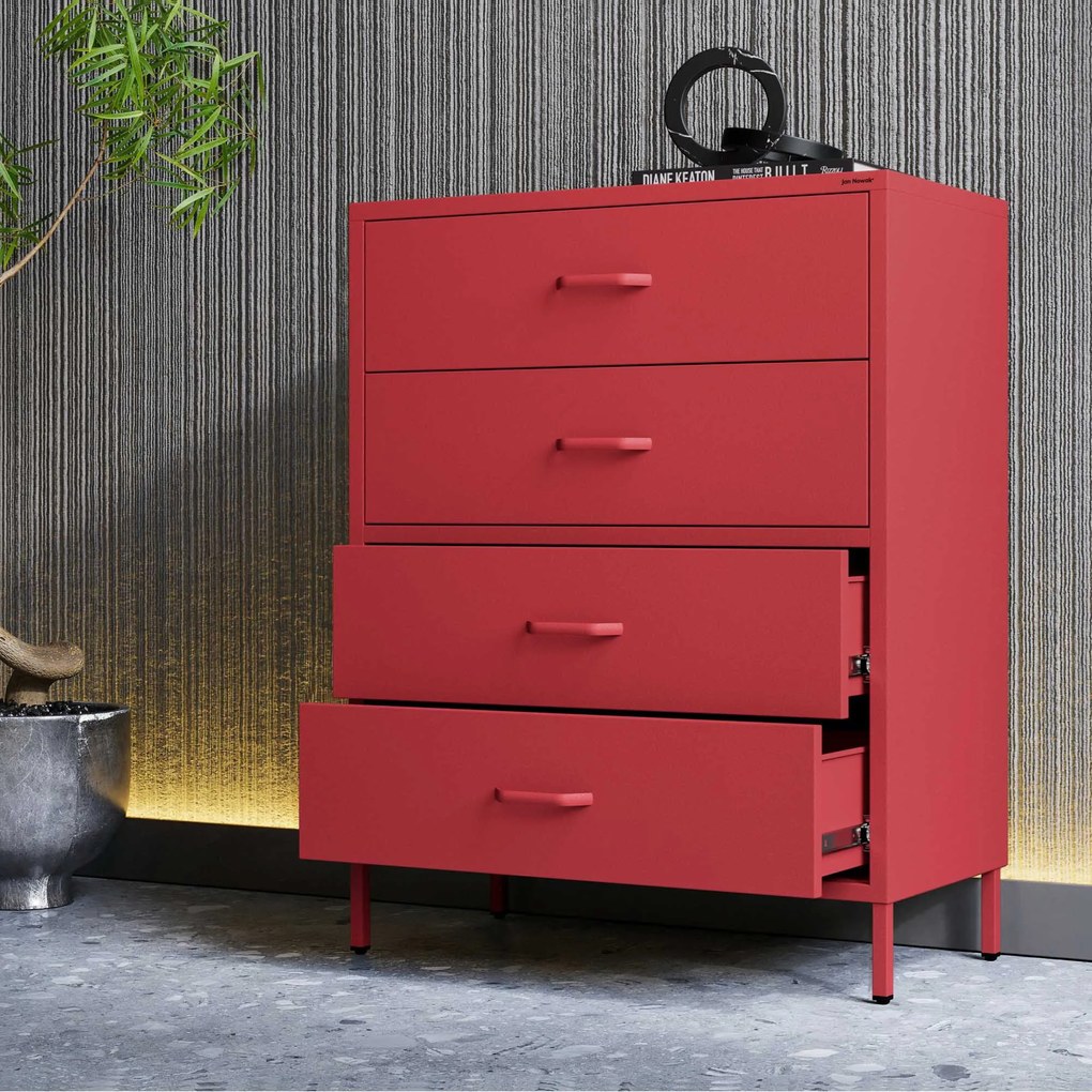 Komoda CARLA, 800 x 1015 x 400 mm, Modern: červený farba