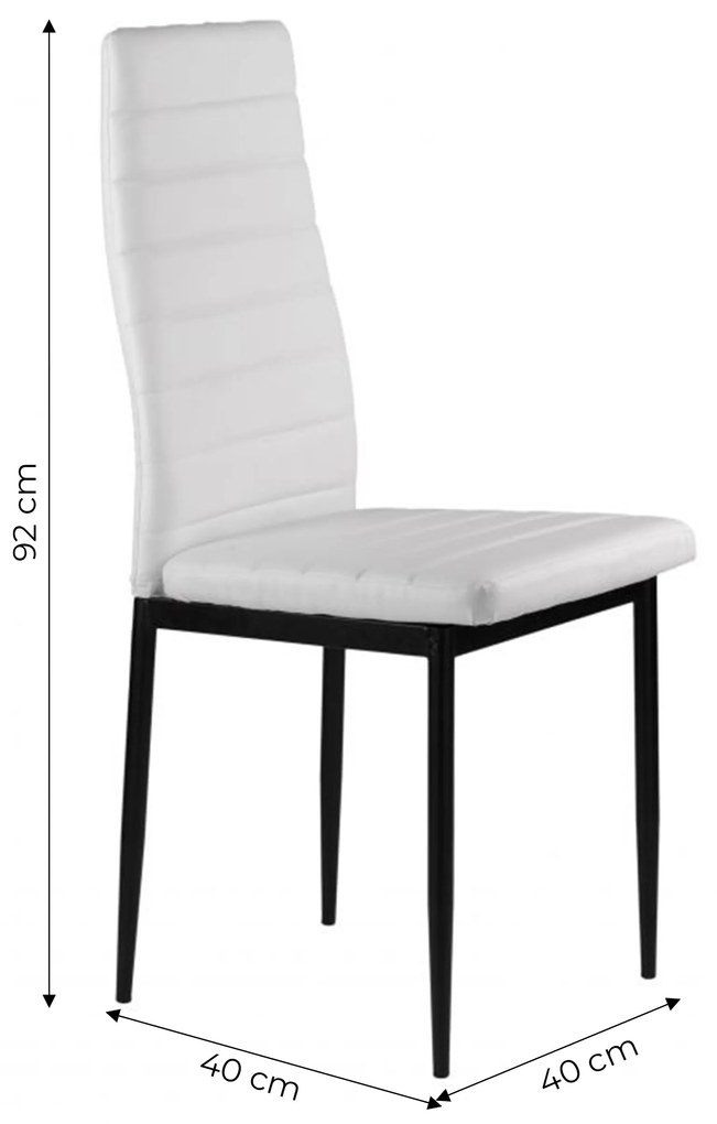 ModernHome Sada 4 stoličiek - ekokoža, biele