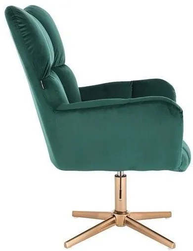 LuxuryForm DESIGN Kreslo AURORA VELUR na zlatom kríži - zelené