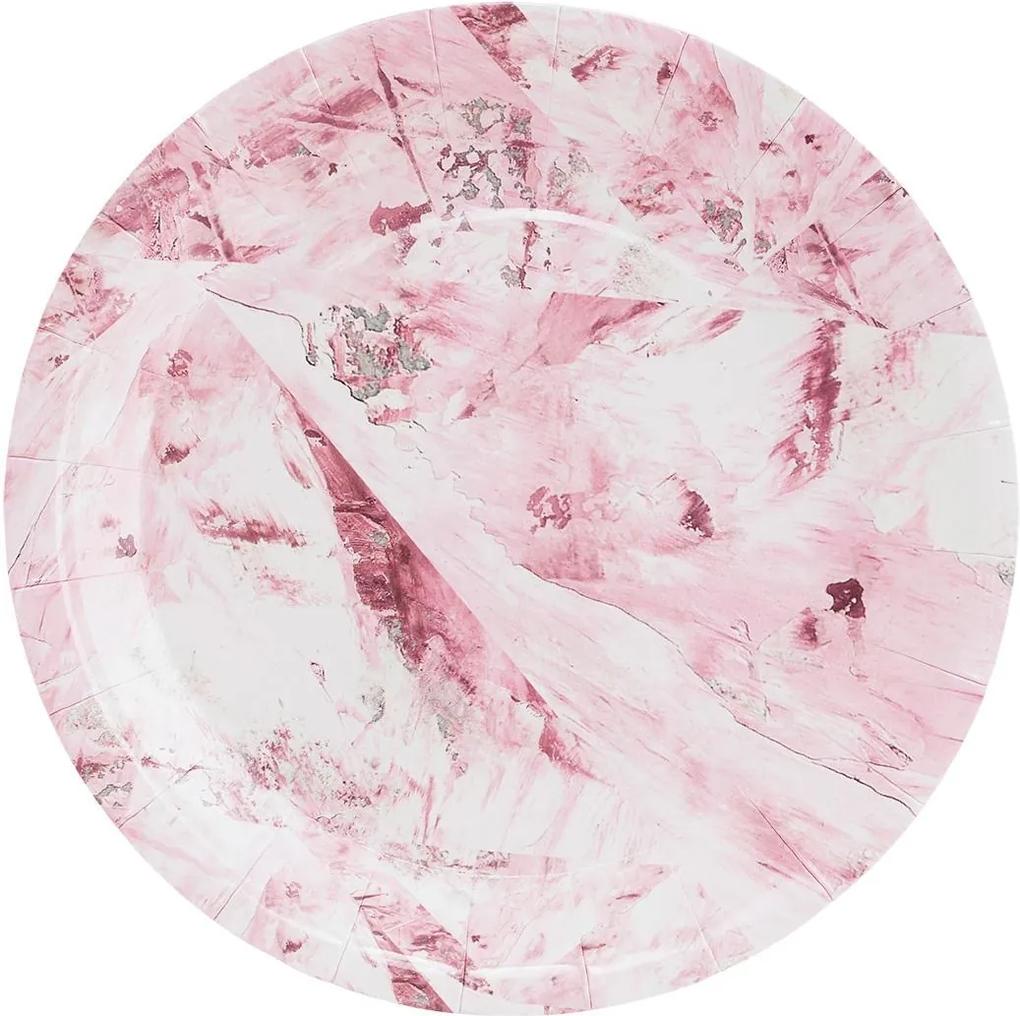 House Doctor Papierové tanieriky Pink Marble - set 12 ks