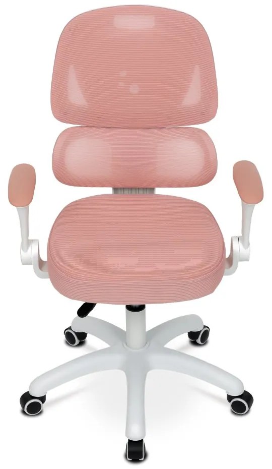 Detská pracovná stolička NANDU — sieť / látka, ružová