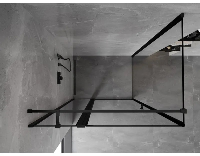 Mexen Mist T, sprchový kút s krídlovými dverami, ľavý, 90 x 95 cm, 8mm číre sklo, čierny profil, 8A4T-090-095-70-70-L