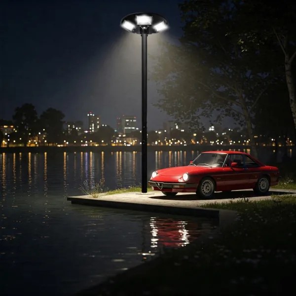 LED solárna pouličná lampa so snímačom, 22 W, 6 V, 6500 K, IP65, čierna, s diaľkovým ovládaním