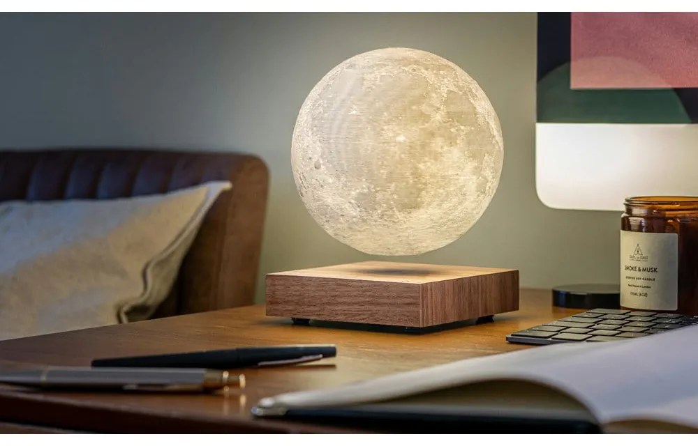 Hnedá LED stolová lampa (výška 14 cm) Moon – Gingko