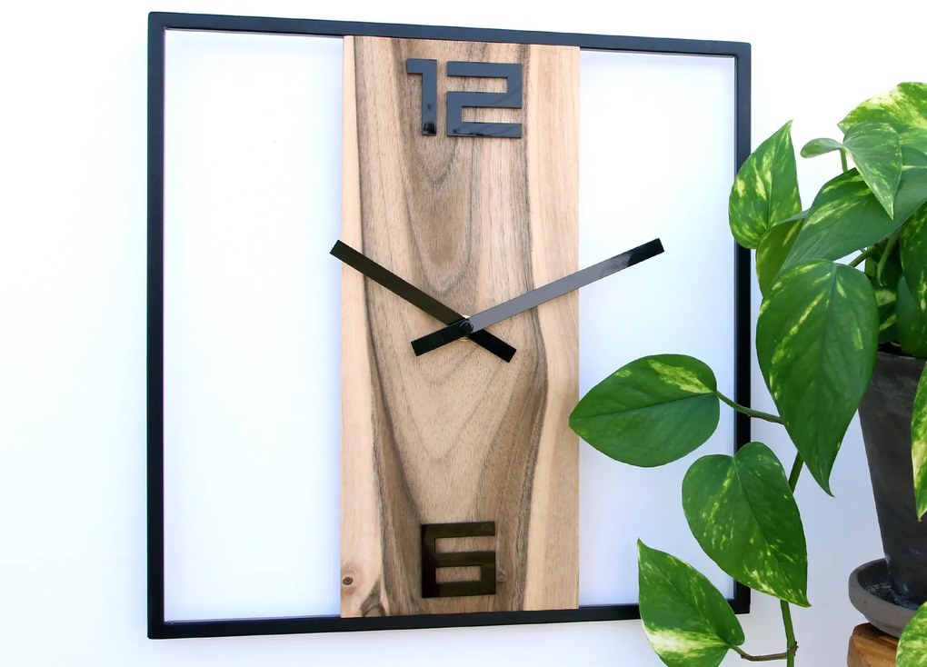 Nástěnné hodiny Woody 33 cm ořech/černé