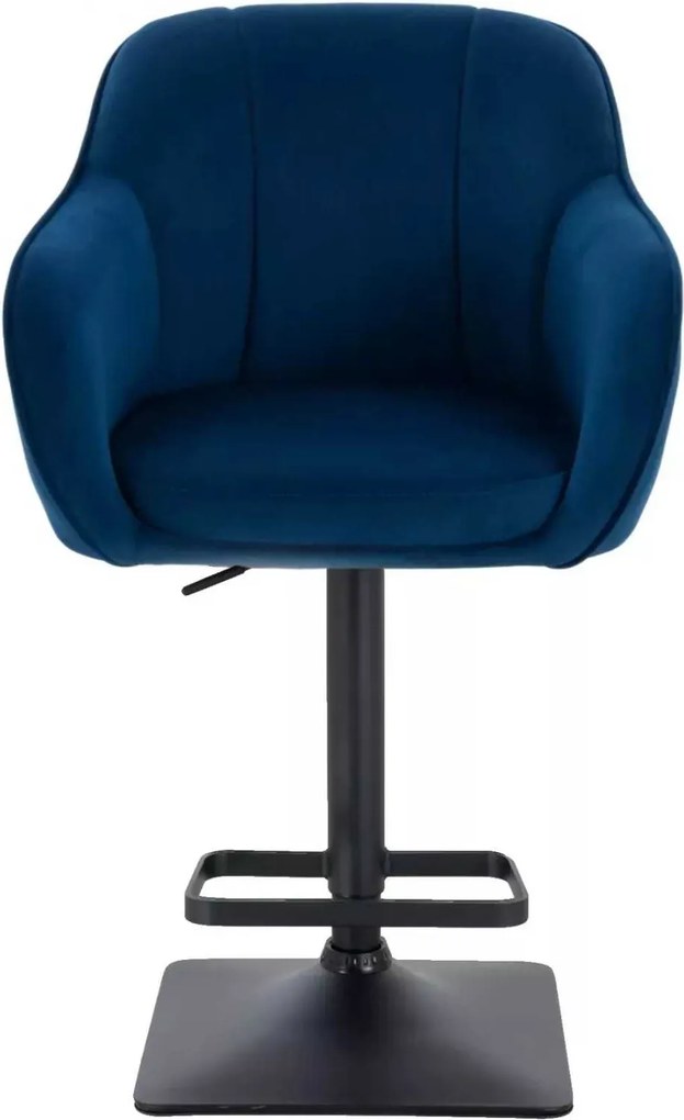 LuxuryForm DESIGN Barová stolička AVOLA VELUR na čiernej hranatej podstave - modrá