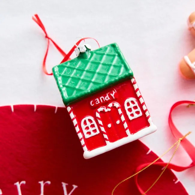 Vianočná ozdoba EVI RED červený domček 710292