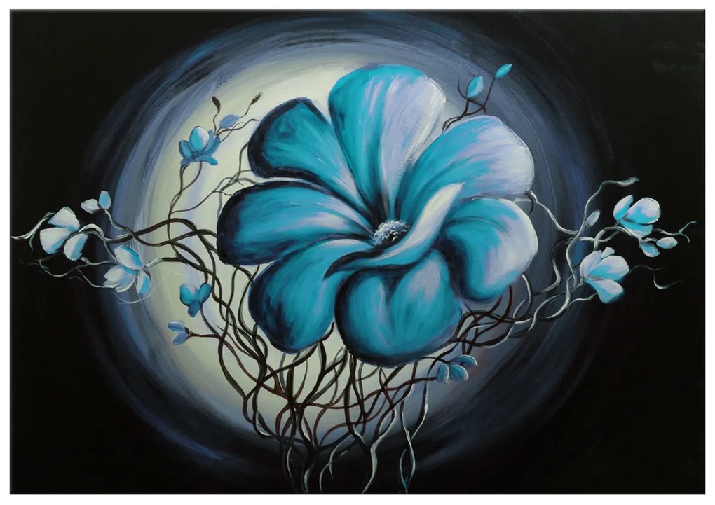 Gario Ručne maľovaný obraz Modrá živá krása Rozmery: 70 x 100 cm
