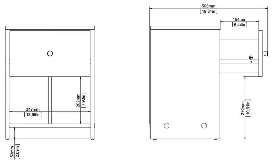 Nočný stolík v dekore duba s poličkami May - Tvilum
