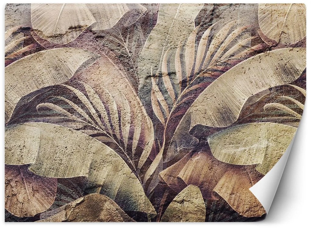 Gario Fototapeta Palmové listy, džungľa na imitácii betónu Materiál: Vliesová, Rozmery: 300 x 210 cm