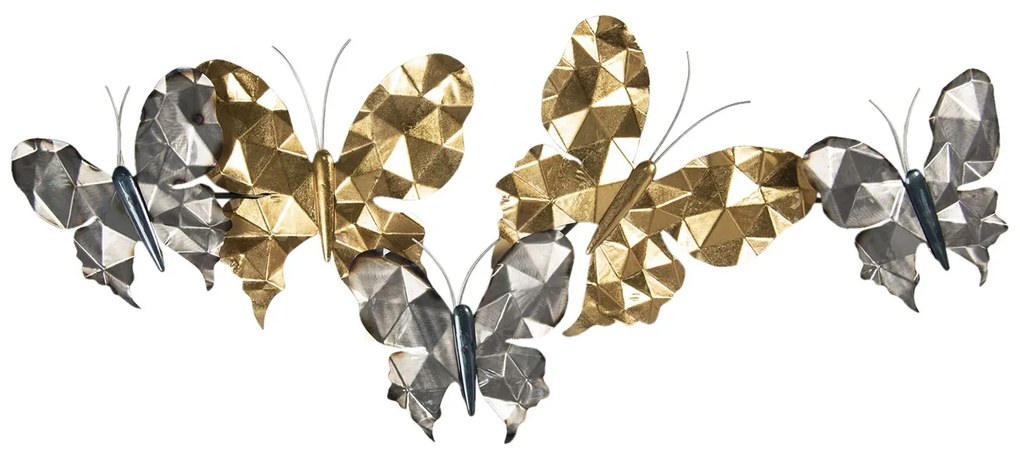 Nástenná dekorácia zlato-strieborní motýle - 124 * 6 * 51 cm