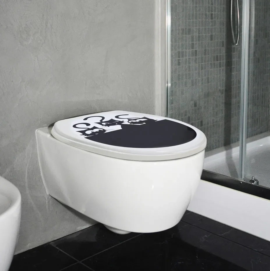 Erga Iris, toaletné WC sedátko z polypropylénu, biela so vzorom Mačka, ERG-07992
