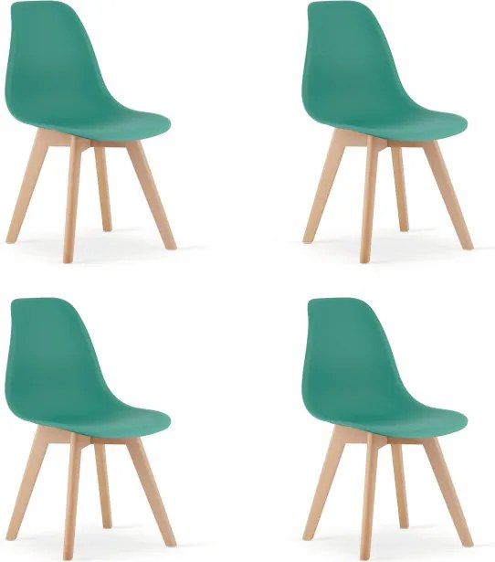 Set štyroch jedálenských stoličiek KITO zelené / naturálne nohy (4 ks)