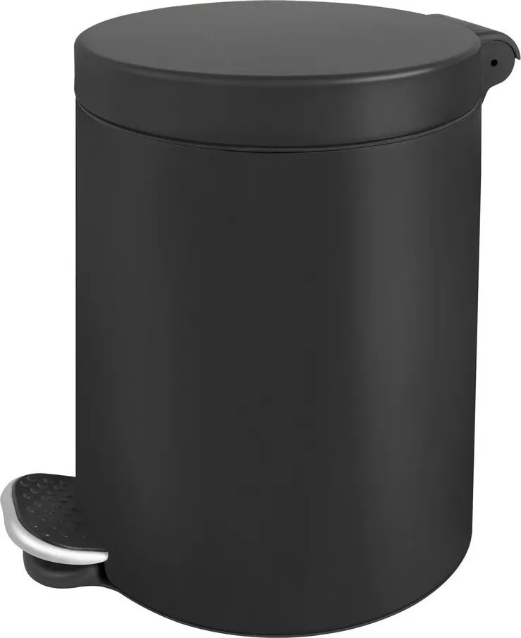 Pedálový odpadkový kôš 5l - čierny - lakovaná oceľ