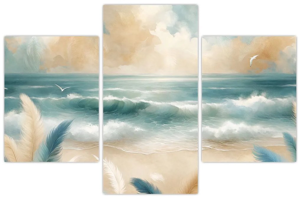Obraz – Maľovaná pláž v jemných farbách (90x60 cm)