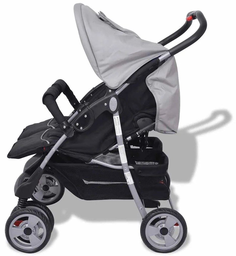 Oceľový kočík pre dvojičky , čierny a šedý