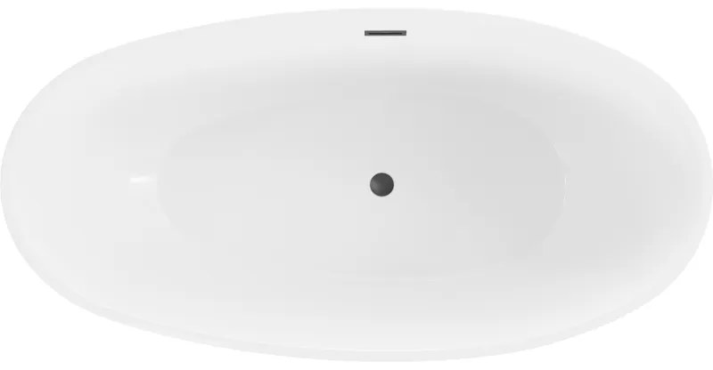 Mexen Bilbao, voľne stojaca vaňa 180 x 90 cm, biela-čierna, čierny matný prepad, 51311809075-70