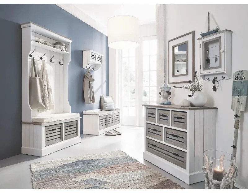 furniture-nabytek.cz - Masívna komoda Russel z paulovnie a MDF, lakovaná, biela