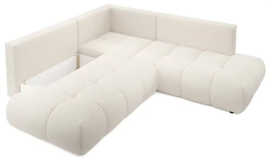 Rozkladacia rohová čalúnená sedacia súprava s úložným priestorom v tvare L ALMADA ľavá béžová