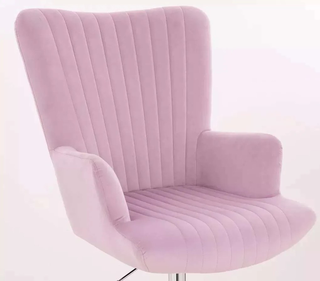 LuxuryForm DESIGN Kreslo AMADEO VELUR na striebornej podstave s kolieskami - levanduľa