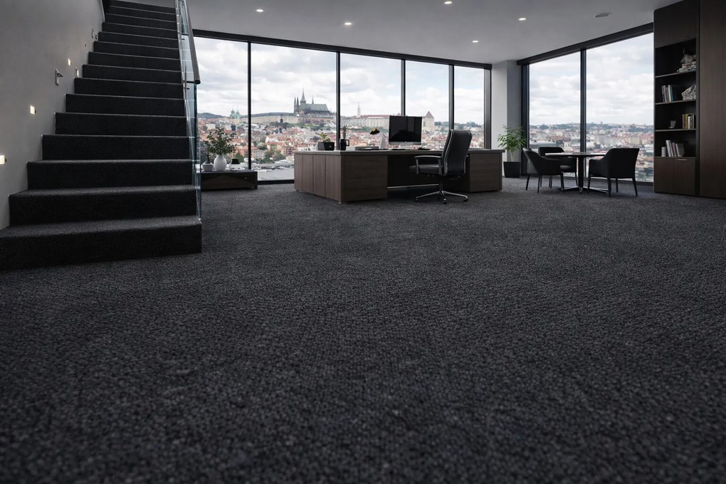 Associated Weavers, AKCIA: 125x245 cm Koberec metráž Medusa 99, šíře, čierna, ab (mriežka), chodba / predsieň