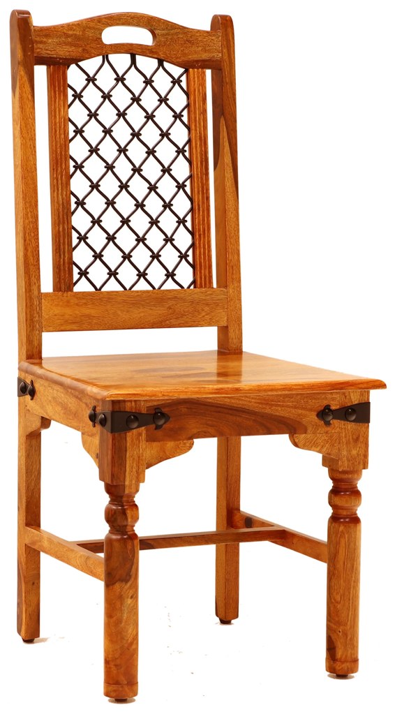 furniture-nabytek.cz - Masívna stolička s kovovým výpletom z palisandrového dreva