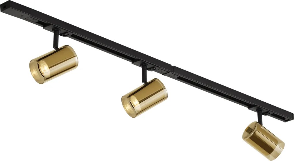 Moderný koľajnicový systém čierny s 3 zlatými reflektormi 1-fázový - Iconic Lloyd