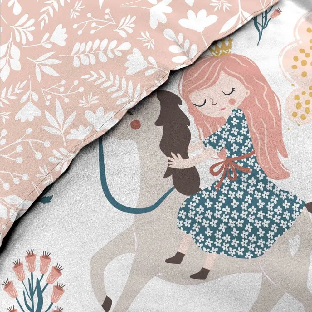 Biele/ružové bavlnené detské obliečky na jednolôžko 140x200 cm Lilibelle – douceur d'intérieur