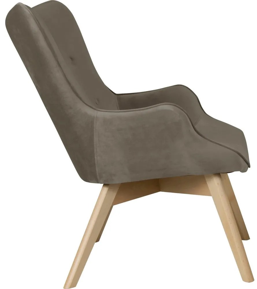 Svetlohnedé zamatové kreslo Niko – Ropez