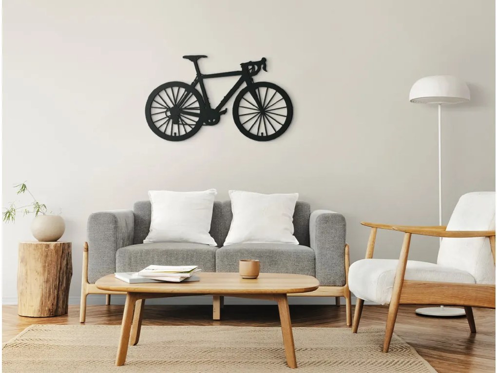 drevko Drevená nálepka na stenu Bicykel Rozmer obrazu: 26 x 44,5 cm, Farba dekorácie: Čierna