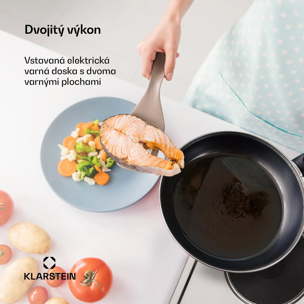 Klarstein Appetito Domino, elektrická varná doska, 3000 W, 2 platne, 6 stupňov výkonu, nehrdzavejúca oceľ