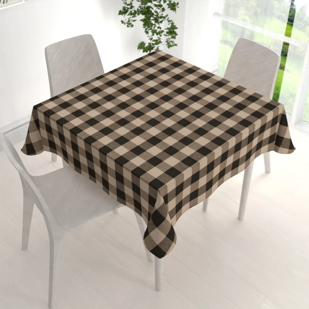 Biante Bavlnený štvorcový obrus Olivia OL-017 Hnedo-béžová kocka veľká 70x70 cm