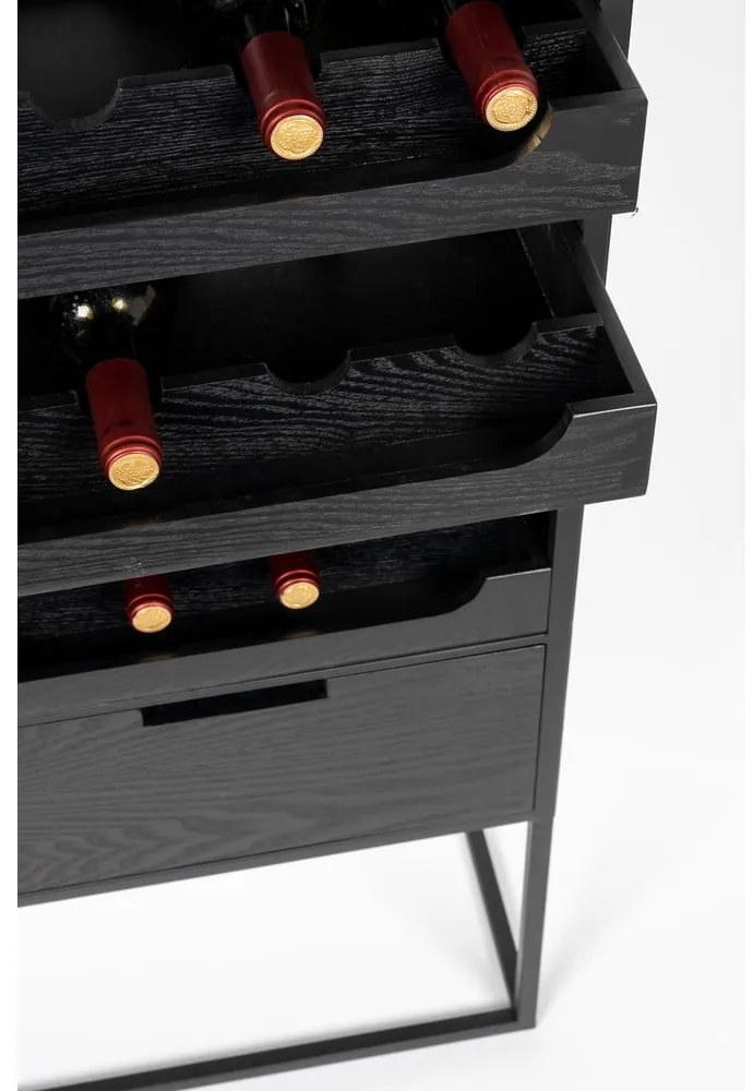 Čierna ratanová vinotéka na 16 fliaš, 80x175 cm Guuji - White Label