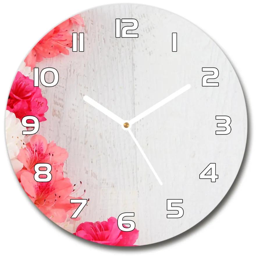 Sklenené nástenné hodiny okrúhle Kvety pl_zso_30_f_65120570