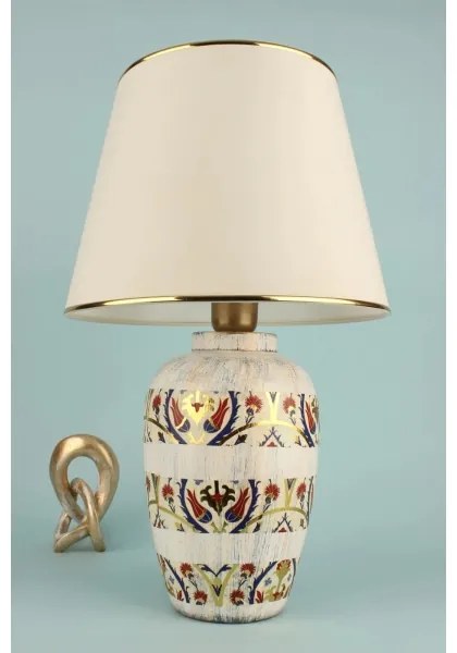 Stolná lampa RAMZES 1xE27/40W/230V krémová/zlatá