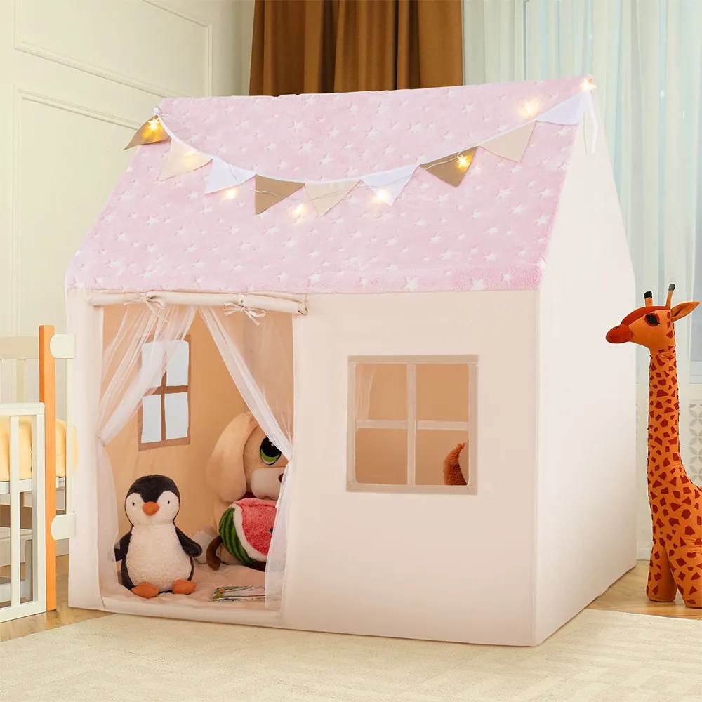 Detský herný domček s osvetlením, ružový