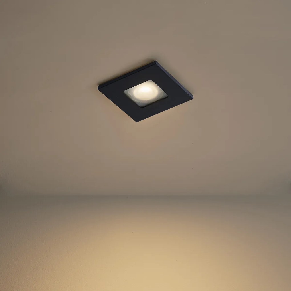 Sada 6 moderných zapustených bodových svetiel čierna otočná a naklápacia IP44 - Qure