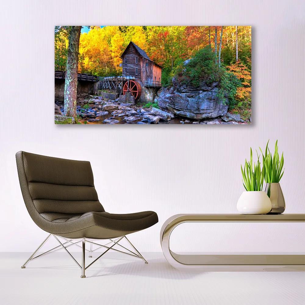 Obraz plexi Vodné mlyn jesenné les 120x60 cm