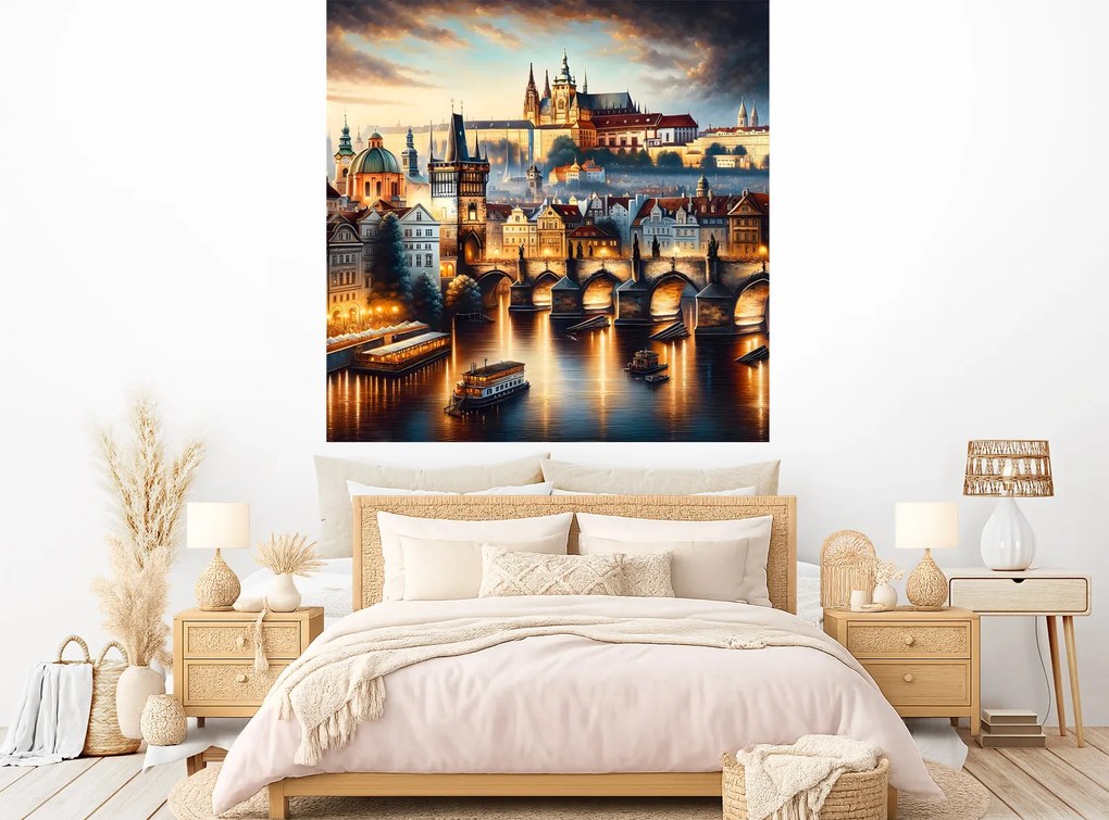 Praha maľba textilná samolepiaca nálepka na stenu šírka 45 cm