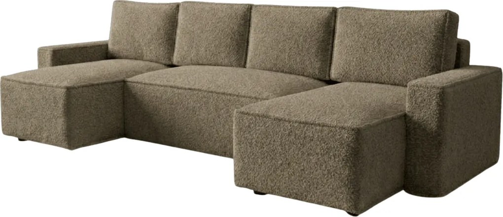 AKCE Rozkladacia sedacia súprava do U SMART BOUCLE 303x143 cm, tmavo béžová II. akosť