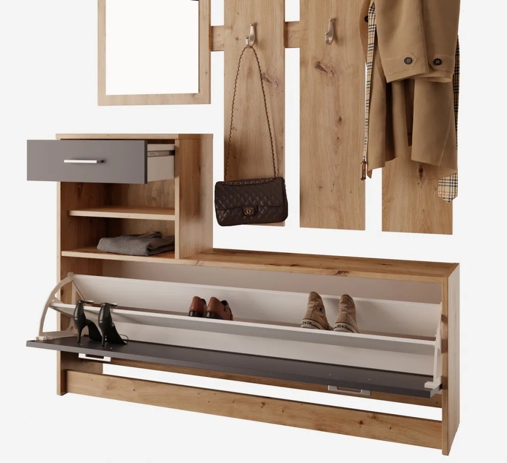 Predsieňová stena Vincent, dub artisan/antracit