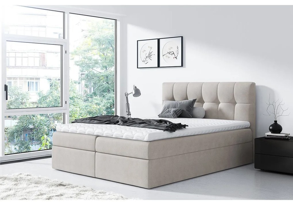 Kontinentálna posteľ Apolon, Rozmer postele: 140x200, Dostupné poťahy: ekokoža Soft 011 (čierna)